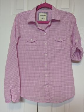 Heritage 1981 Pink And White Gingham Check Buttondown Blouse Size Medium